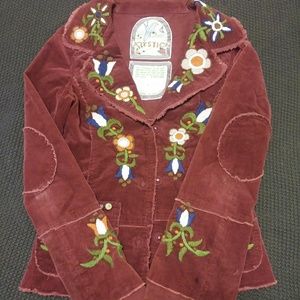 Women's Embroidered Jean Jacket - Red